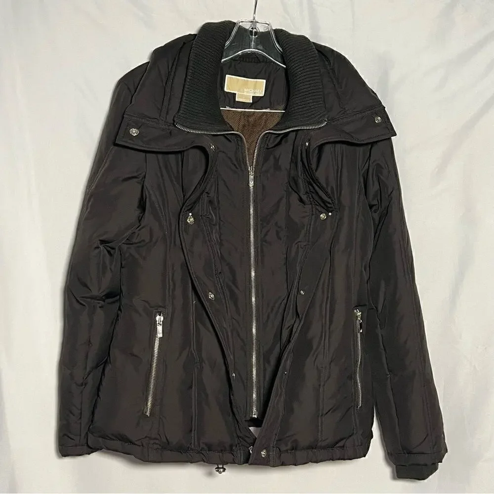 Michael Kors Down Waterfowl Puffer Jacket Brown Winter Snow Coat Womens‎ S